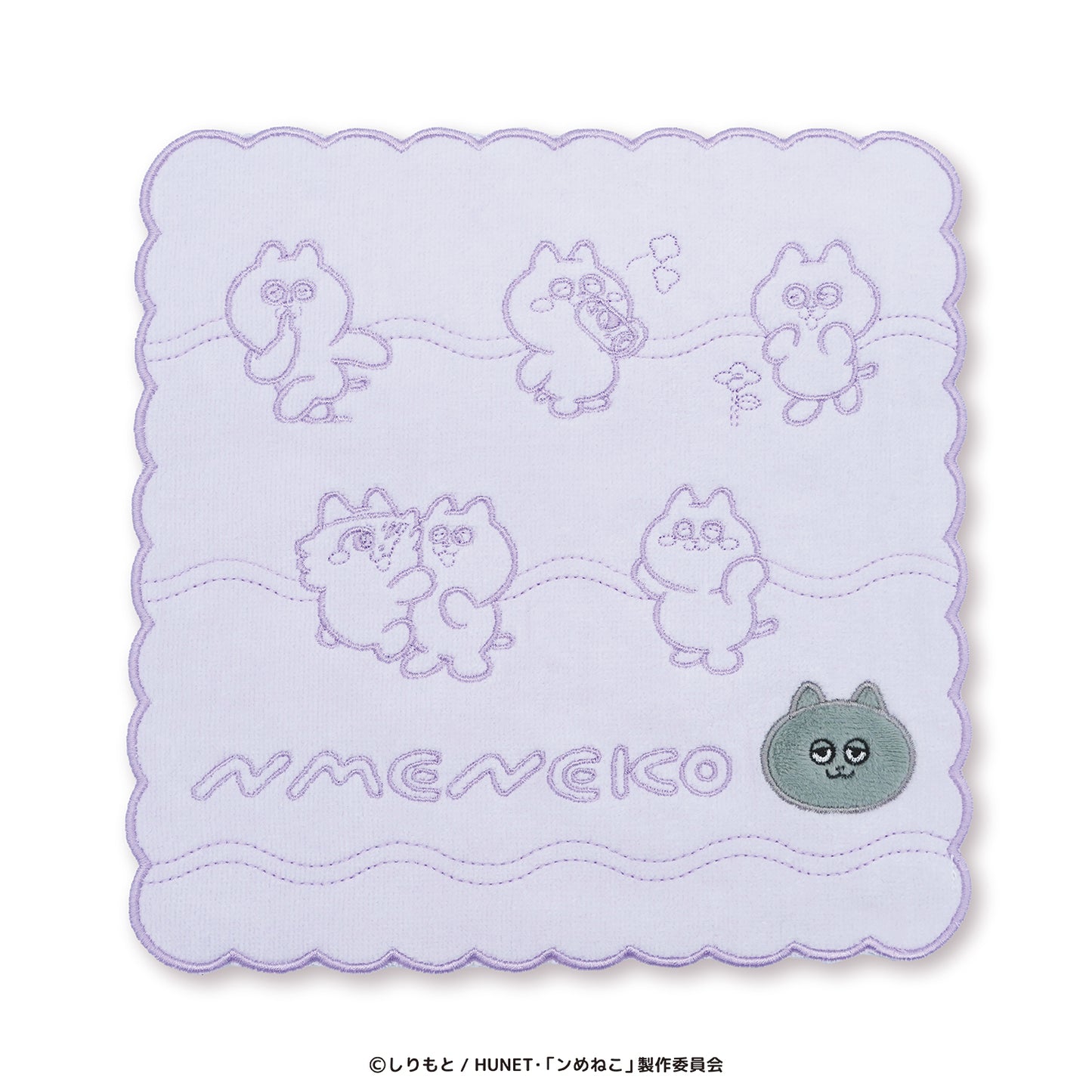 ンめねこ 刺繍ハンカチ(うすくろ)