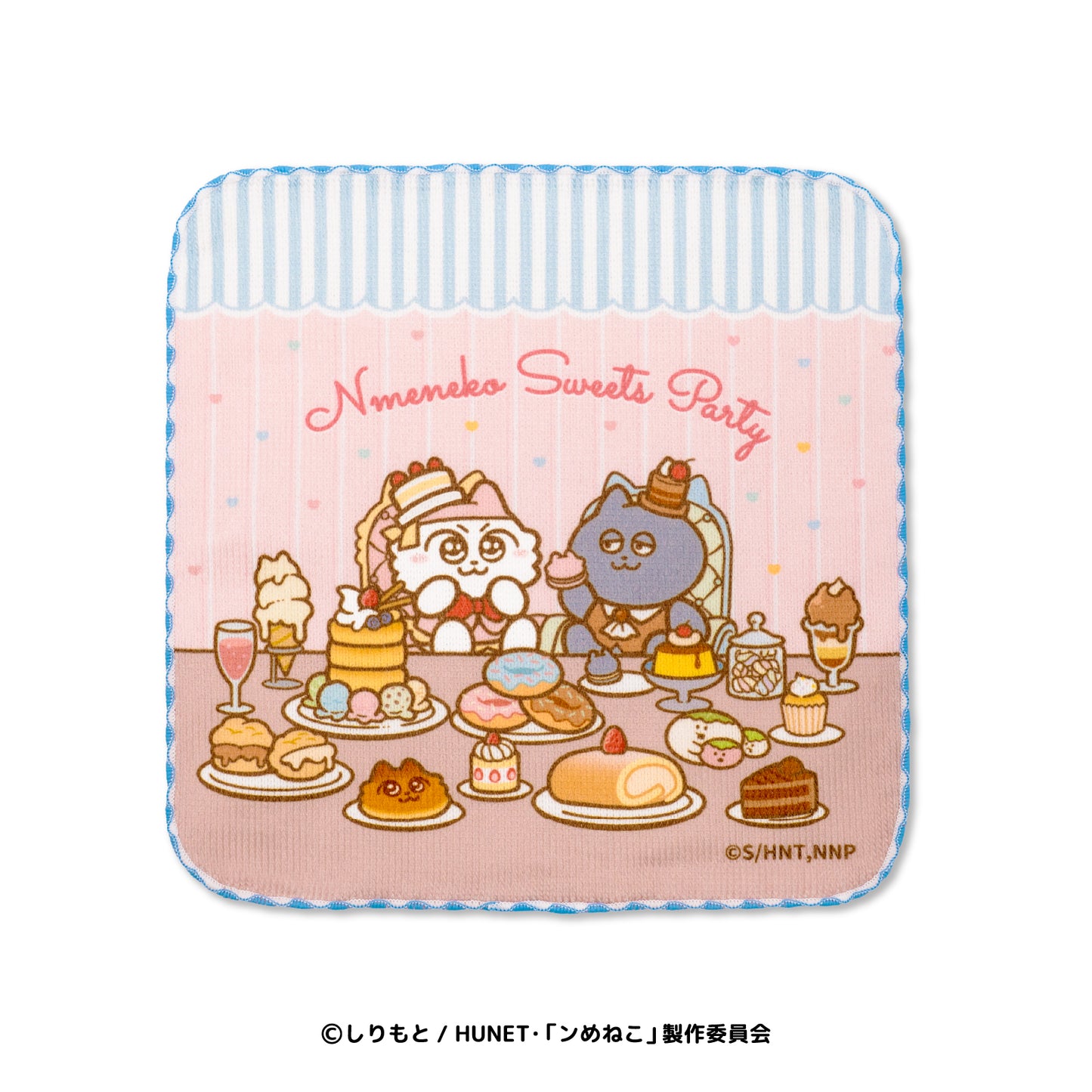 ンめねこスイーツパーティー プリントハンカチ