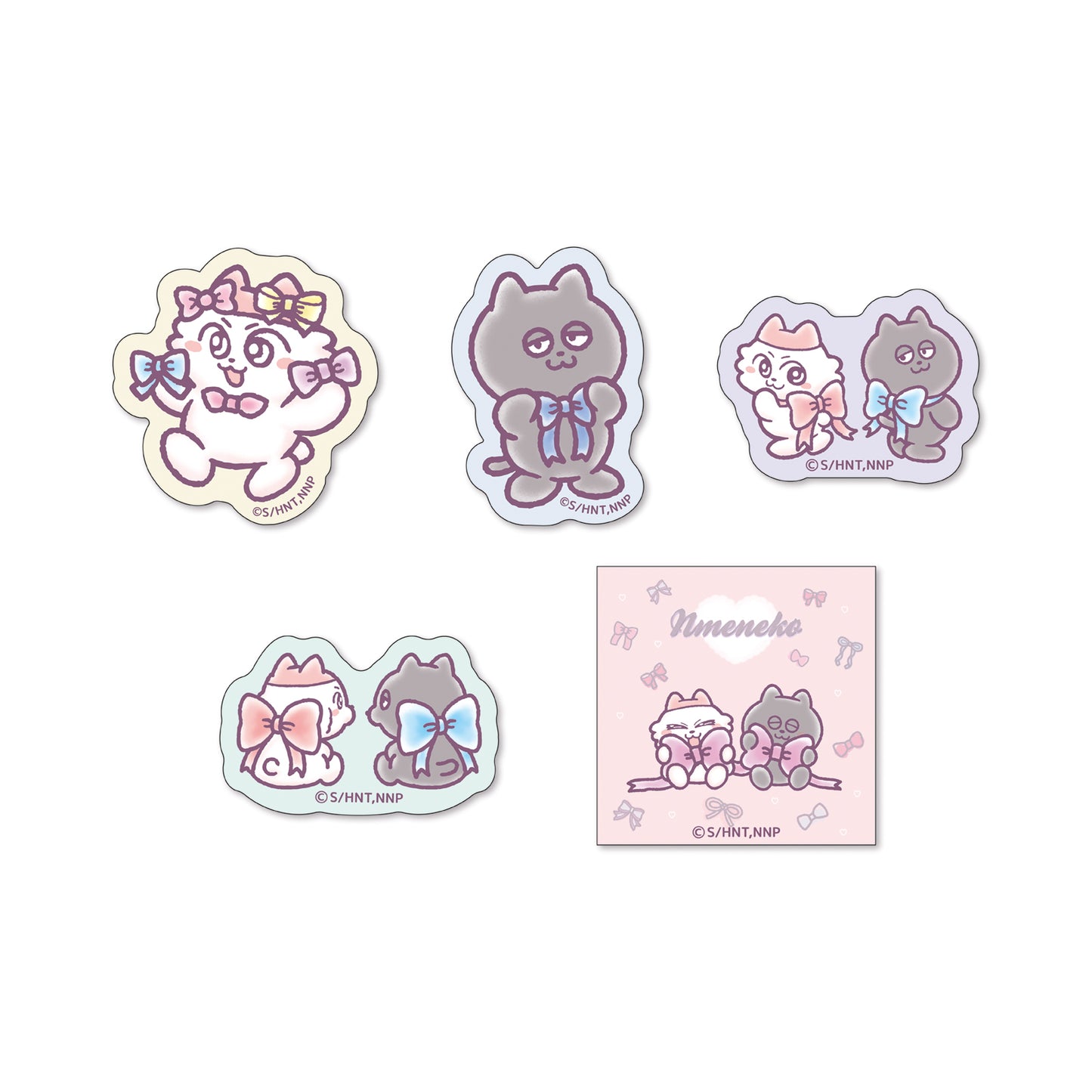 ンめねこビッグリボン ステッカー５枚セット