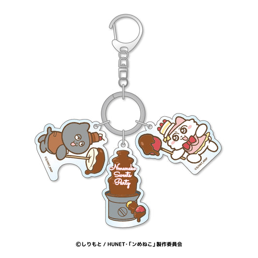 ンめねこスイーツパーティー ３連アクリルキーホルダーA